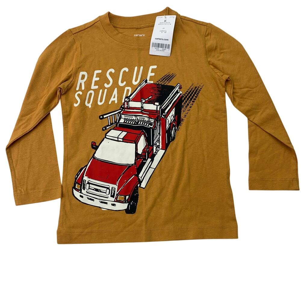 NWT Carter's Boys 2T Fire Truck Rescue Squad Long Sleeve TShirt Shirt